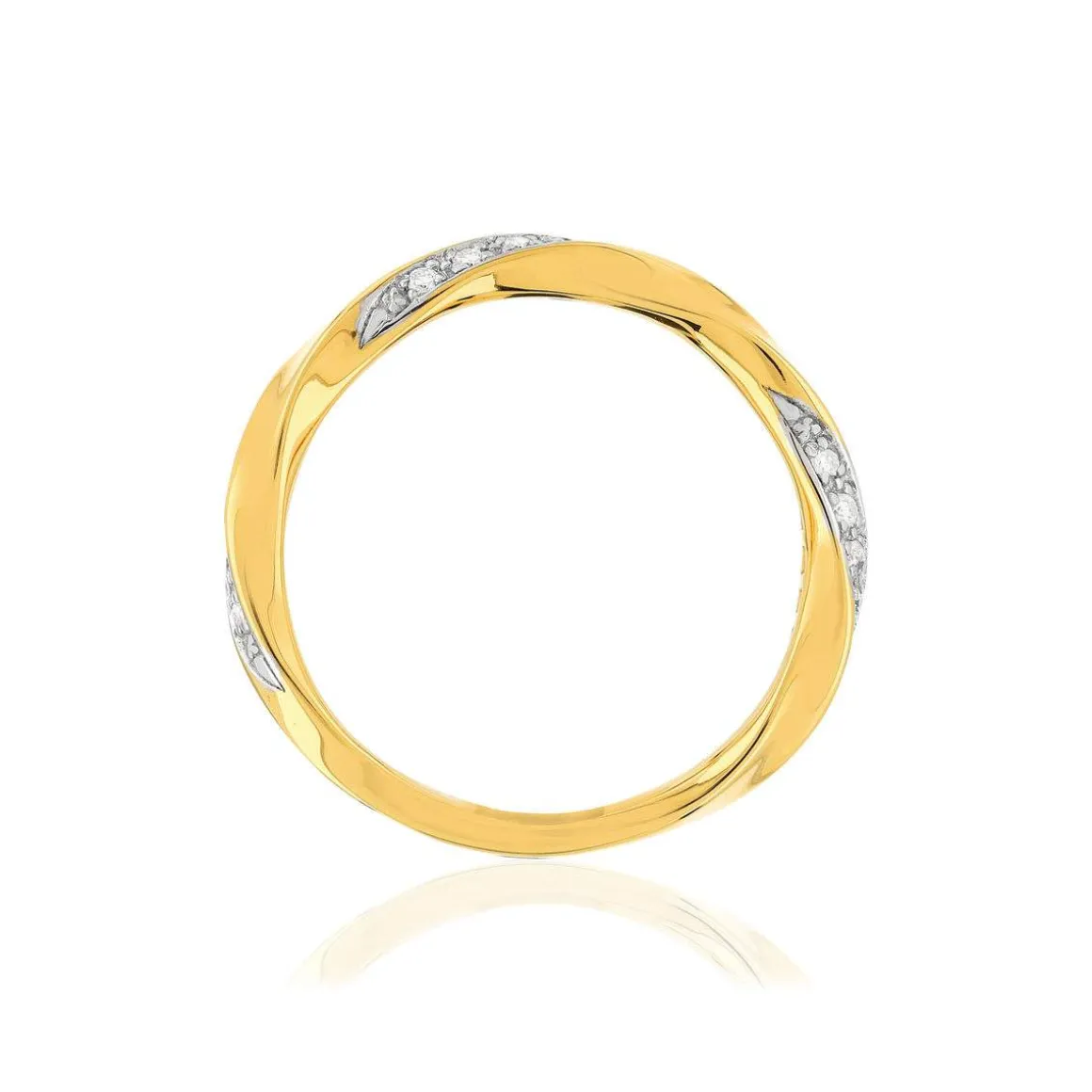 Bague or 375 2 tons, diamants total 10/100e de carat.