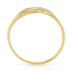 Bague or 375 2 tons entrelacée diamants