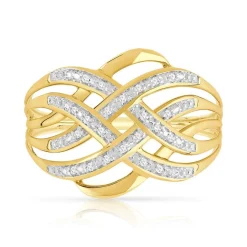 Bague or 375 2 tons entrelacée diamants