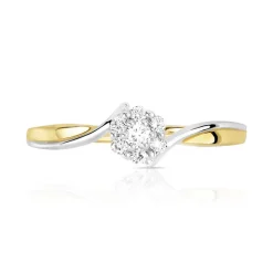 Bague or 750 2 tons fleur diamants