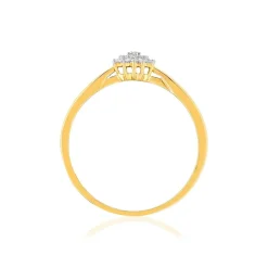 Bague or 375 2 tons fleur diamants