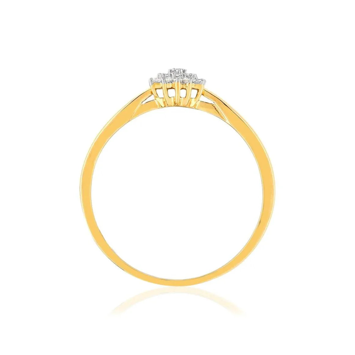 Bague or 375 2 tons fleur diamants