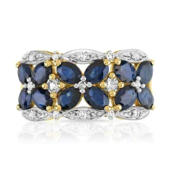 Bague or 750 2 tons papillons saphirs et diamants