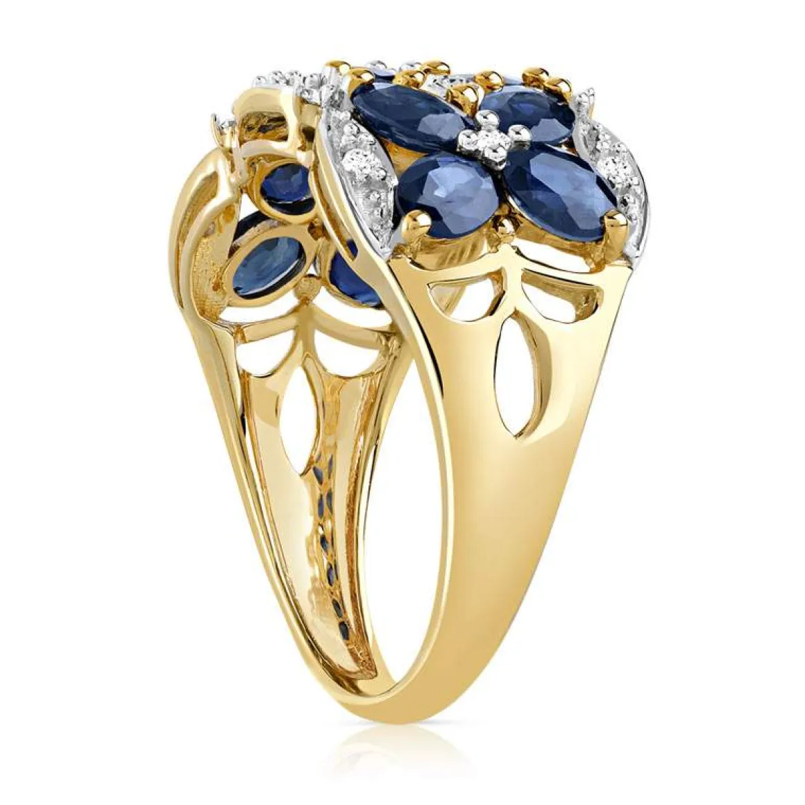 Bague or 750 2 tons papillons saphirs et diamants