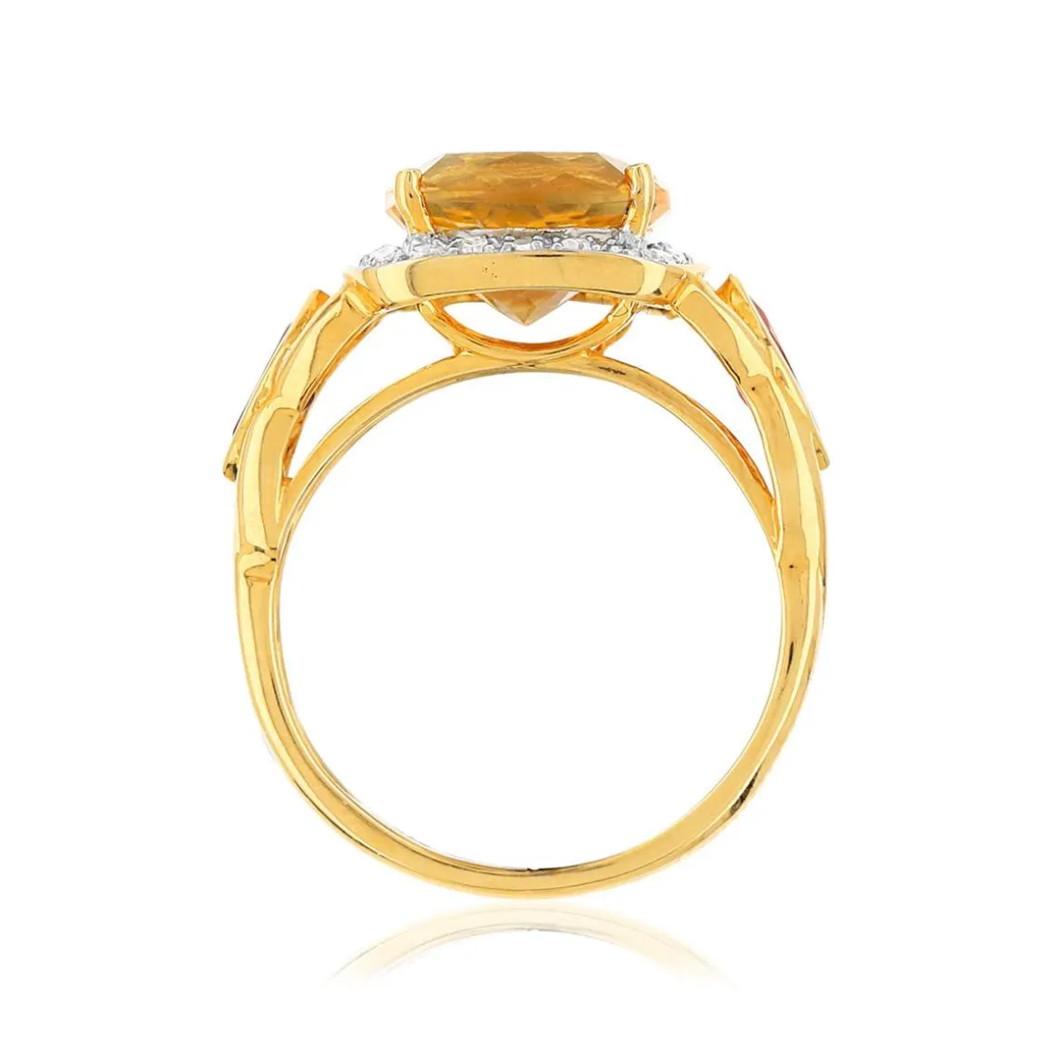 Bague or 375 2 tons pierres fines et diamants