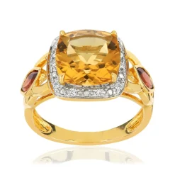 Bague or 375 2 tons pierres fines et diamants