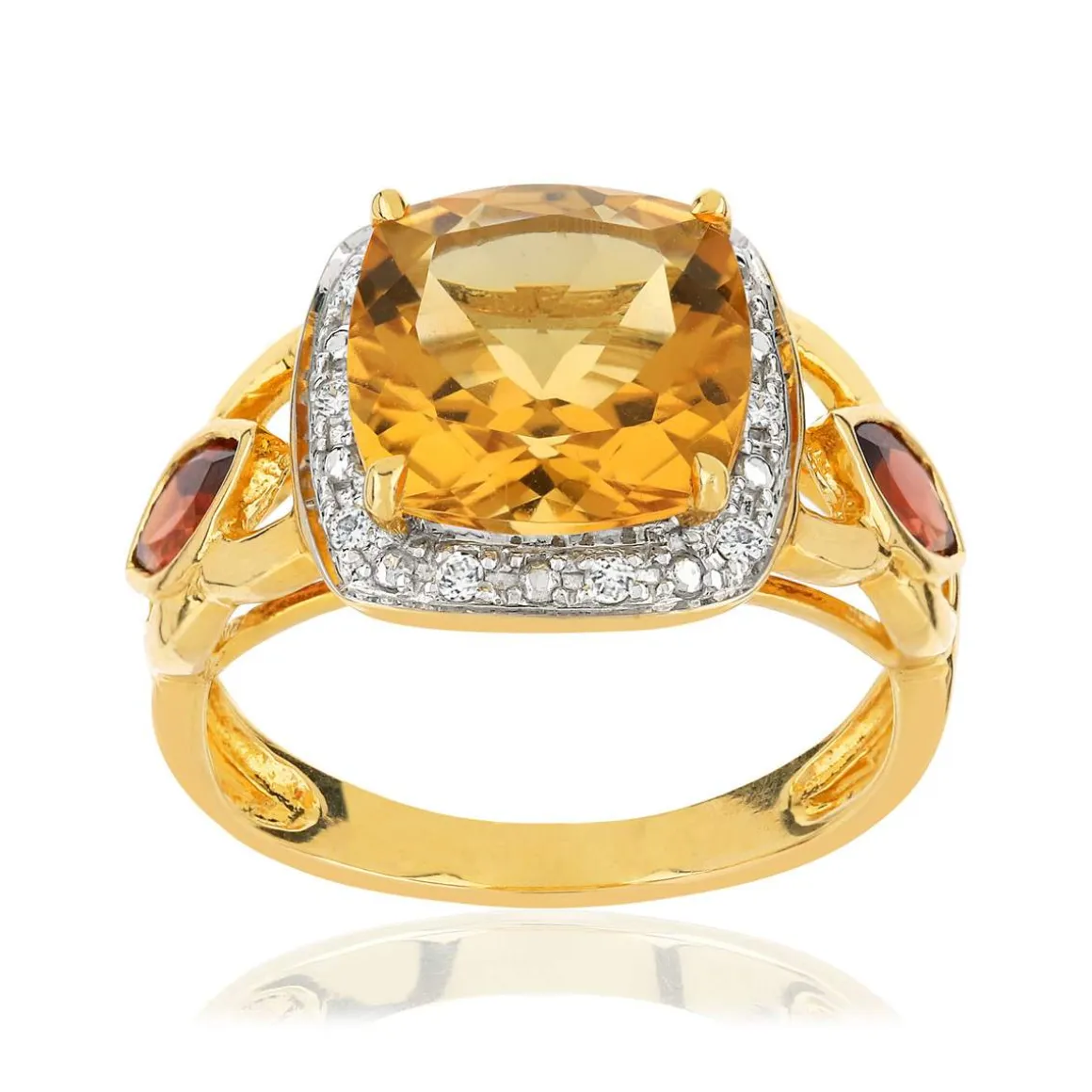 Bague or 375 2 tons pierres fines et diamants