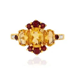 Bague or 375 2 tons pierres fines et diamants