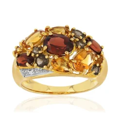 Bague or 375 2 tons pierres fines et diamants