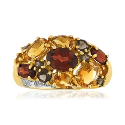 Bague or 375 2 tons pierres fines et diamants