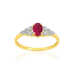 Bague or 375 2 tons rubis diamant