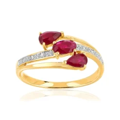 Bague or 375 2 tons rubis et diamants
