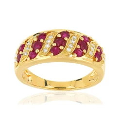 Bague or 375 2 tons rubis et diamants