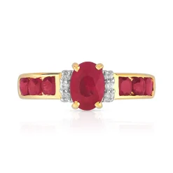 Bague or 750 2 tons rubis et diamants