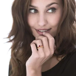 Bague or 750 2 tons rubis et diamants