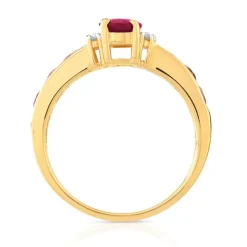 Bague or 750 2 tons rubis et diamants