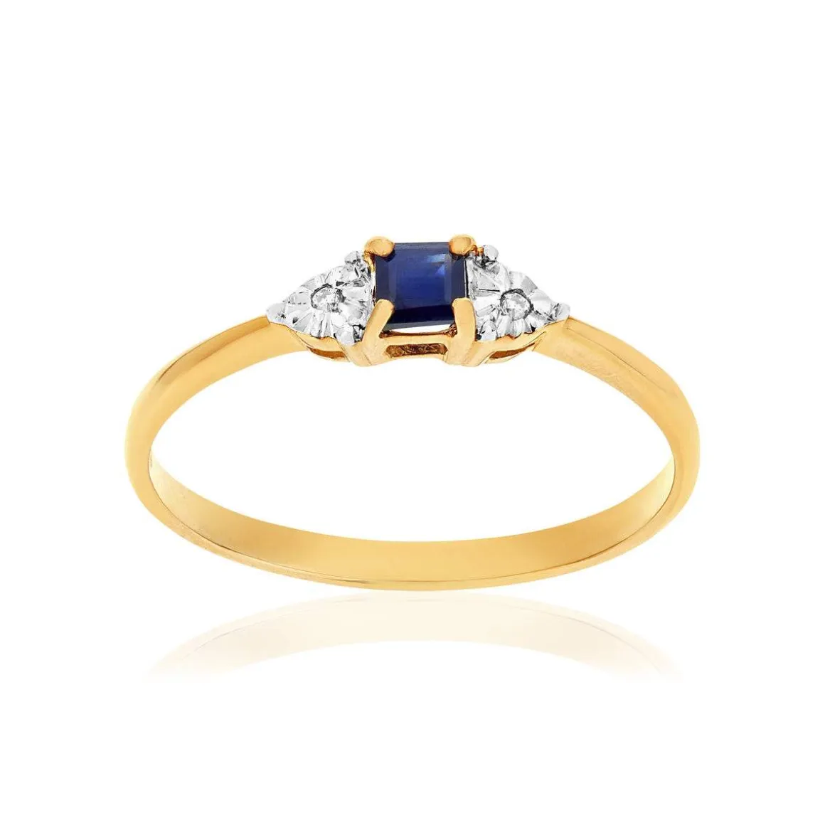 Bague or 375 2 tons saphir et diamants