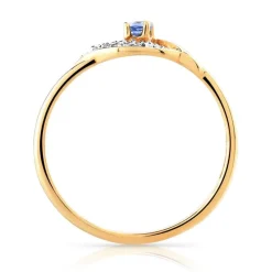 Bague or 375 2 tons saphir et zirconias
