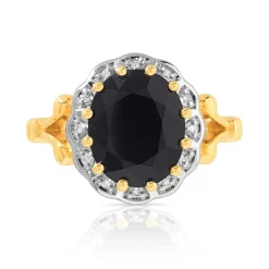 Bague or 750 2 tons saphir ovale et diamants