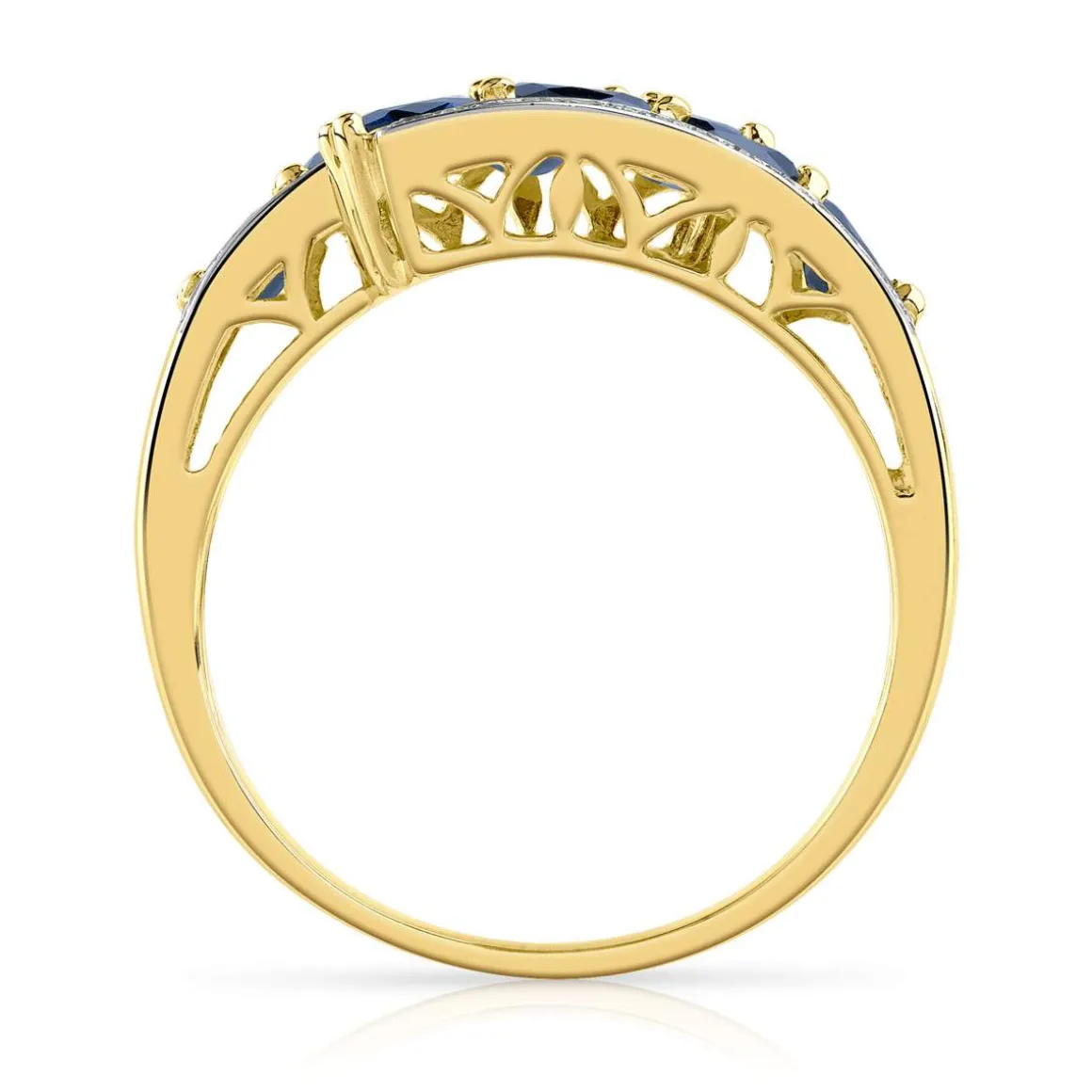 Bague or 375 2 tons saphirs et diamants