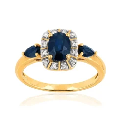 Bague or 750 2 tons saphirs et diamants