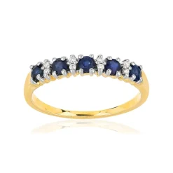 Bague or 375 2 tons saphirs et diamants