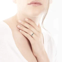Bague or 375 2 tons saphirs ovales et diamants