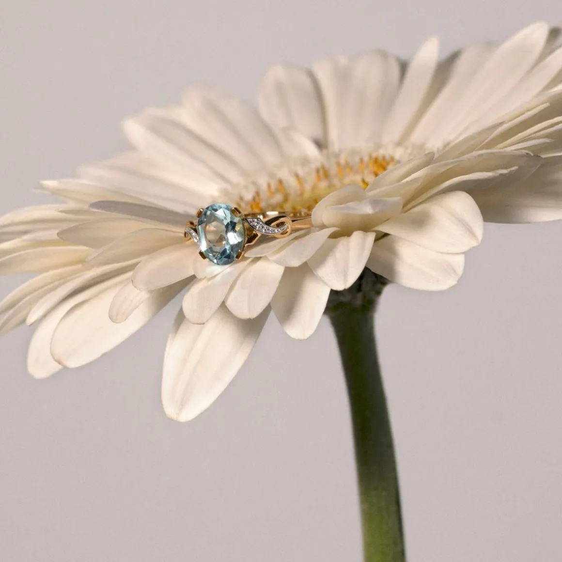 Bague or 750 2 tons topaze bleue traitée