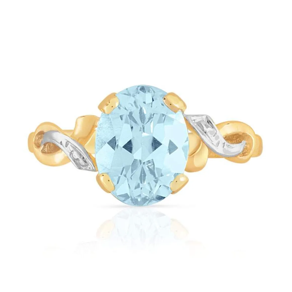 Bague or 750 2 tons topaze bleue traitée