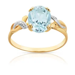 Bague or 750 2 tons topaze bleue traitée