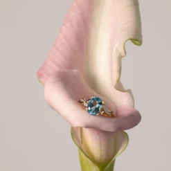 Bague or 750 2 tons topaze bleue traitée