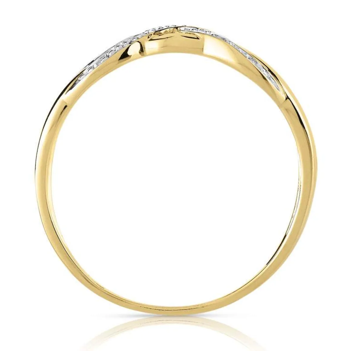 Bague or 375 2 tons tressée diamants