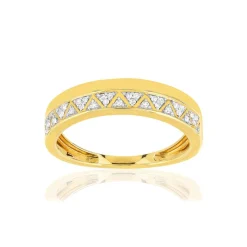Bague or 375 2 tons triangles diamants