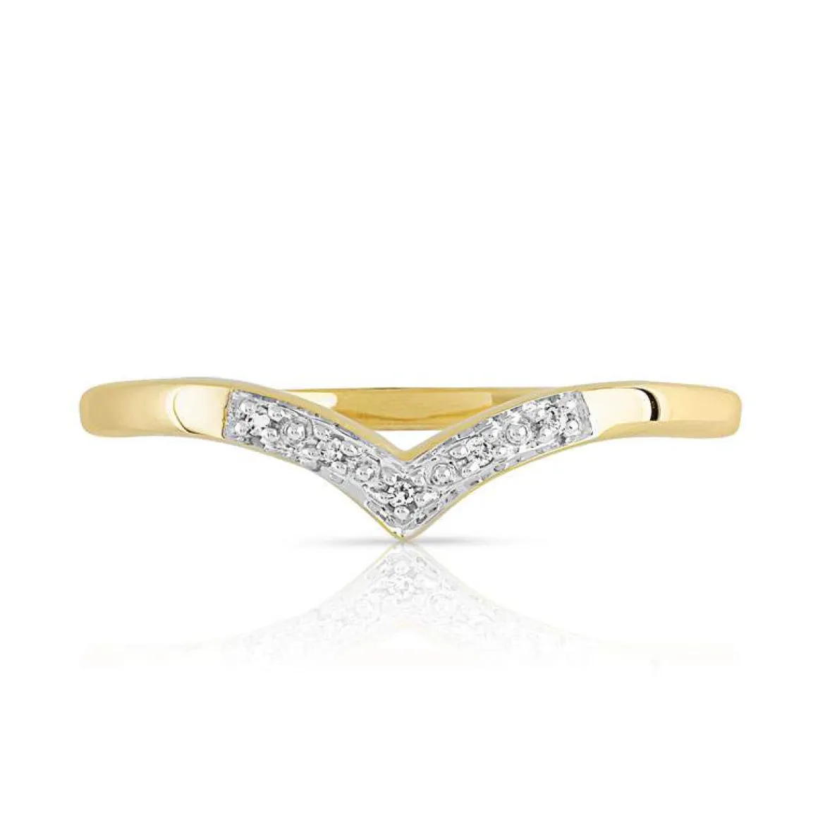 Bague or 375 2 tons "V" diamants