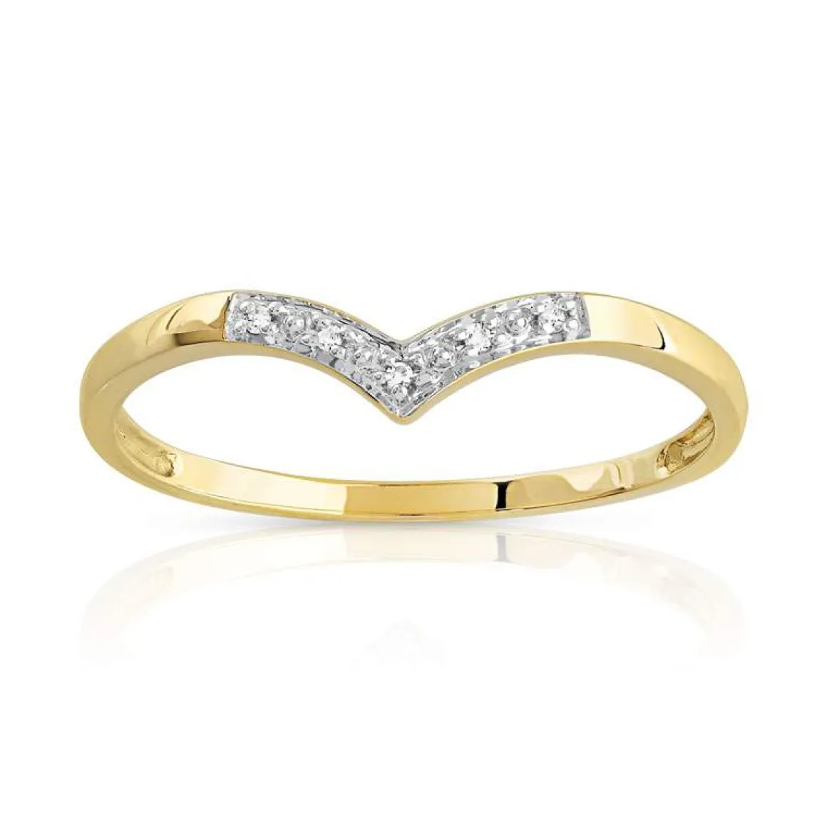 Bague or 375 2 tons "V" diamants