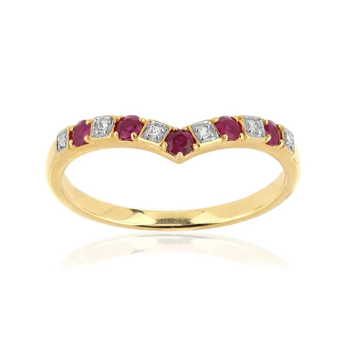 Bague or 375 2 tons "V" rubis et diamants