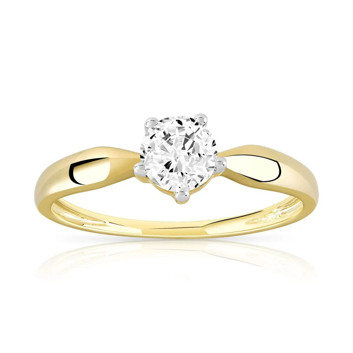Bague or 375 2 tons zirconia