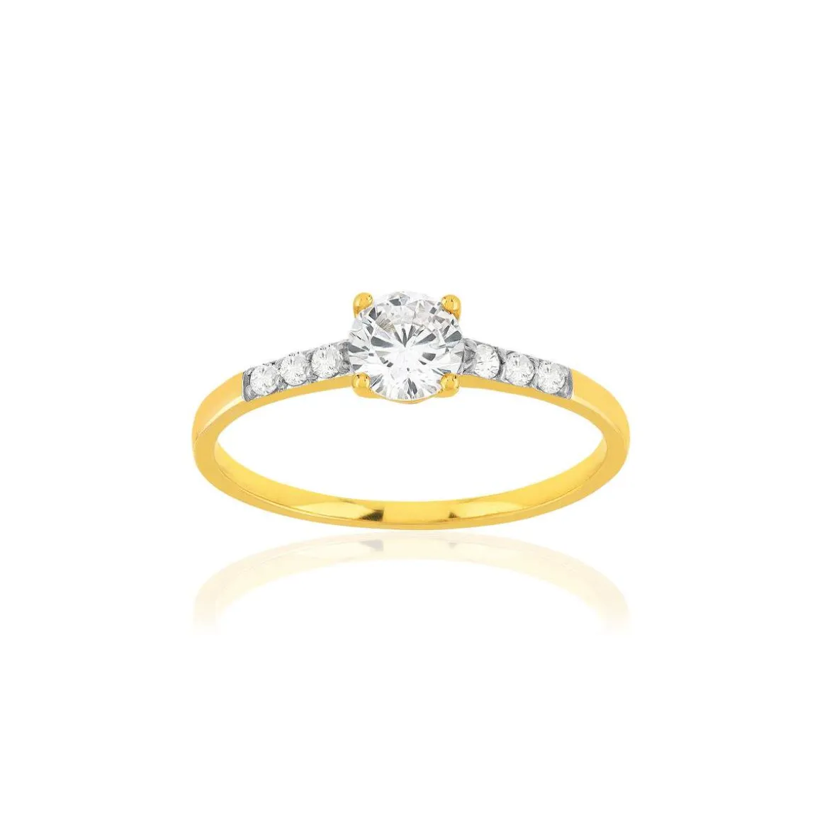 Bague or 375 2 tons zirconias