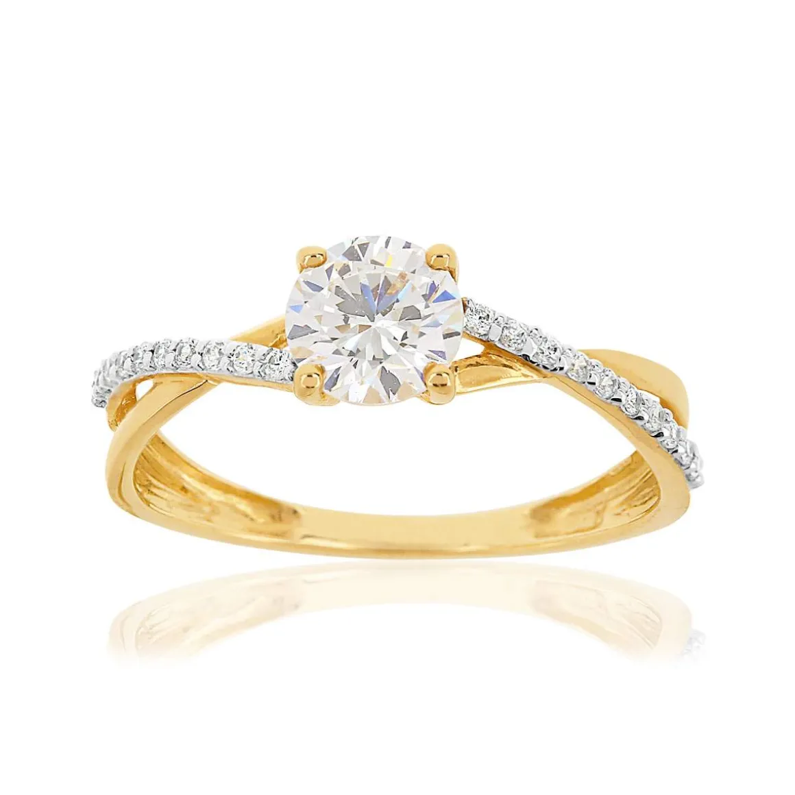 Bague or 375 2 tons zirconias