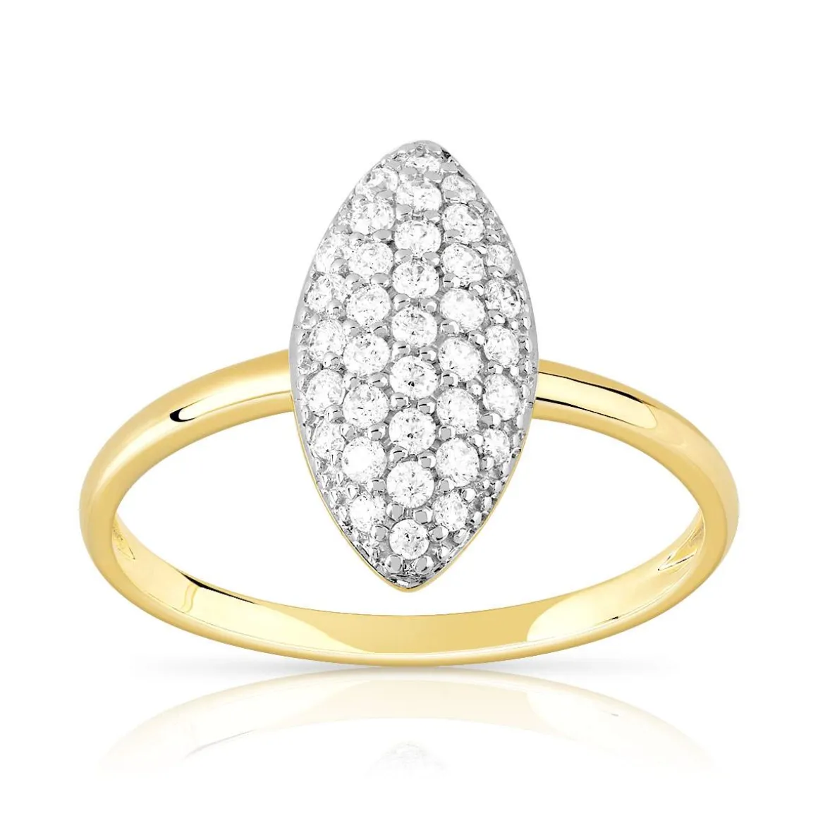 Bague or 375 2 tons zirconias