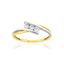 Bague or 375 2 tons zirconias