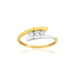 Bague or 375 2 tons zirconias