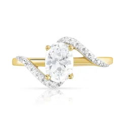 Bague or 375 2 tons zirconias ovale