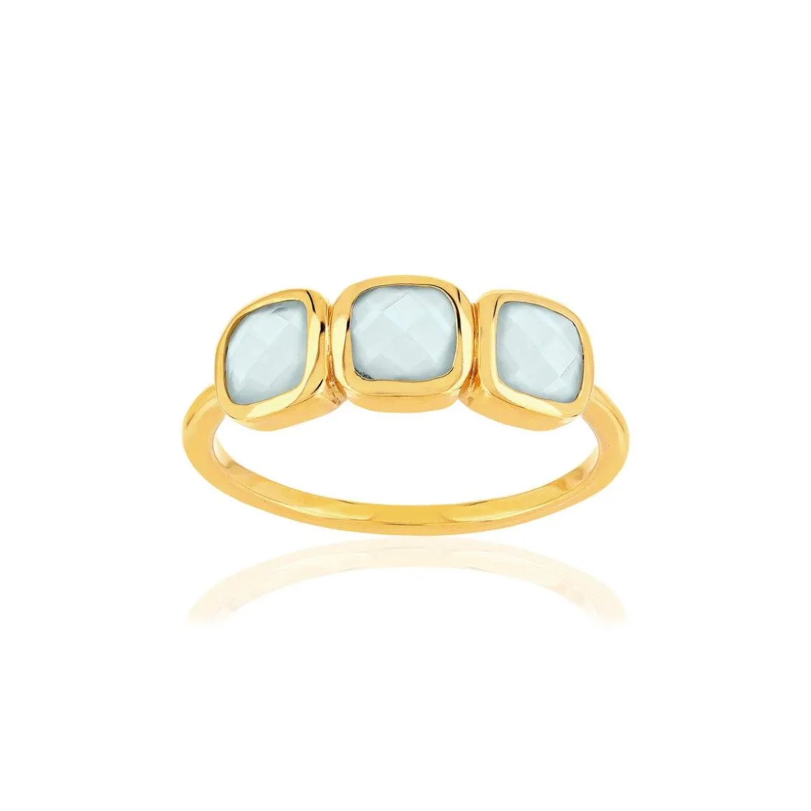 Bague plaque or agates