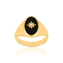 Bague plaque or agate zirconia