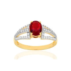 Bague plaque or 2 tons pierre imitation zirconias