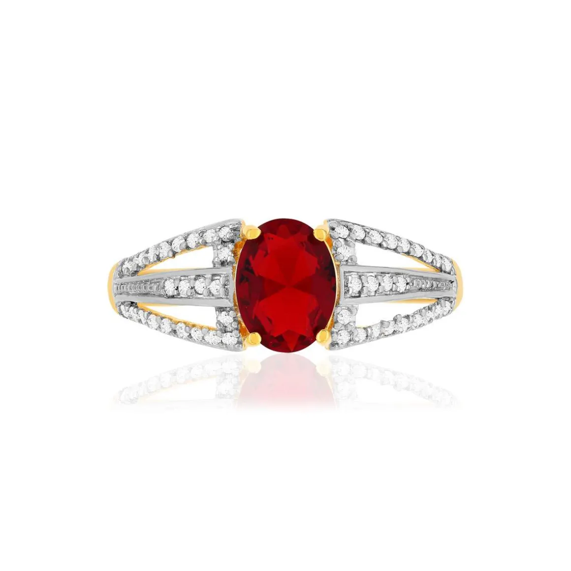 Bague plaque or 2 tons pierre imitation zirconias