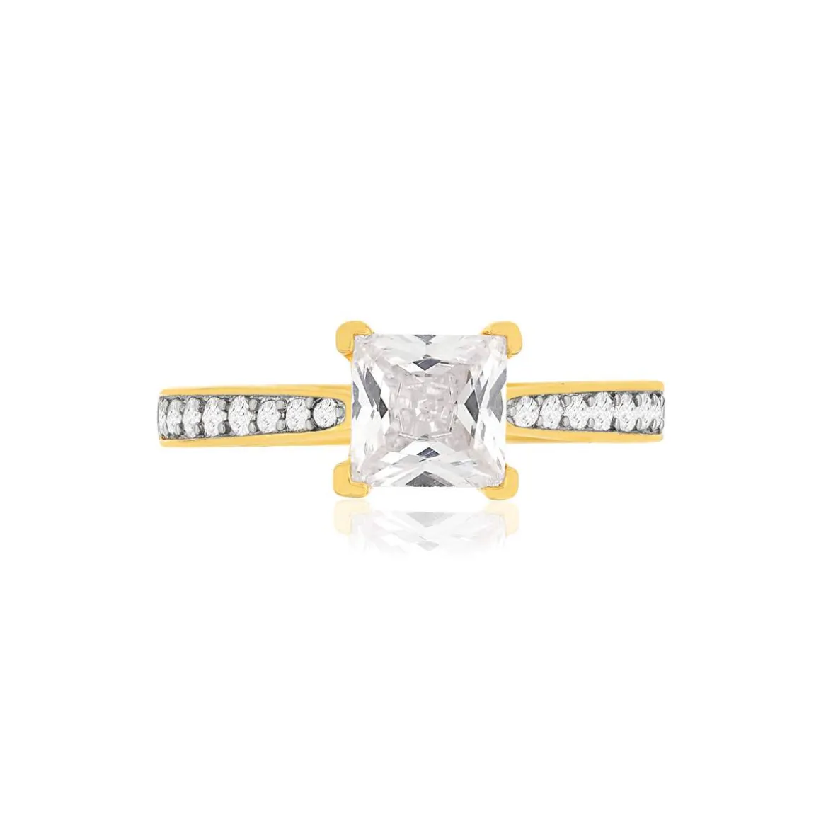 Bague plaque or 2 tons zirconias