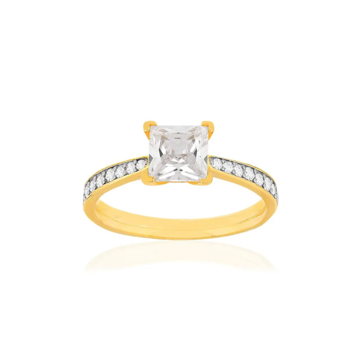 Bague plaque or 2 tons zirconias