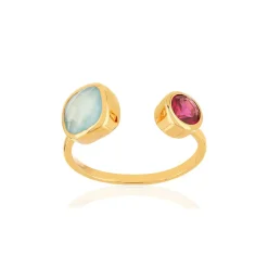 Bague plaqué or agate zirconia